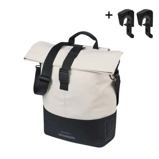 Bike bag Basil Cove - shopper MIK Hooks - 14–16L - off-white/black