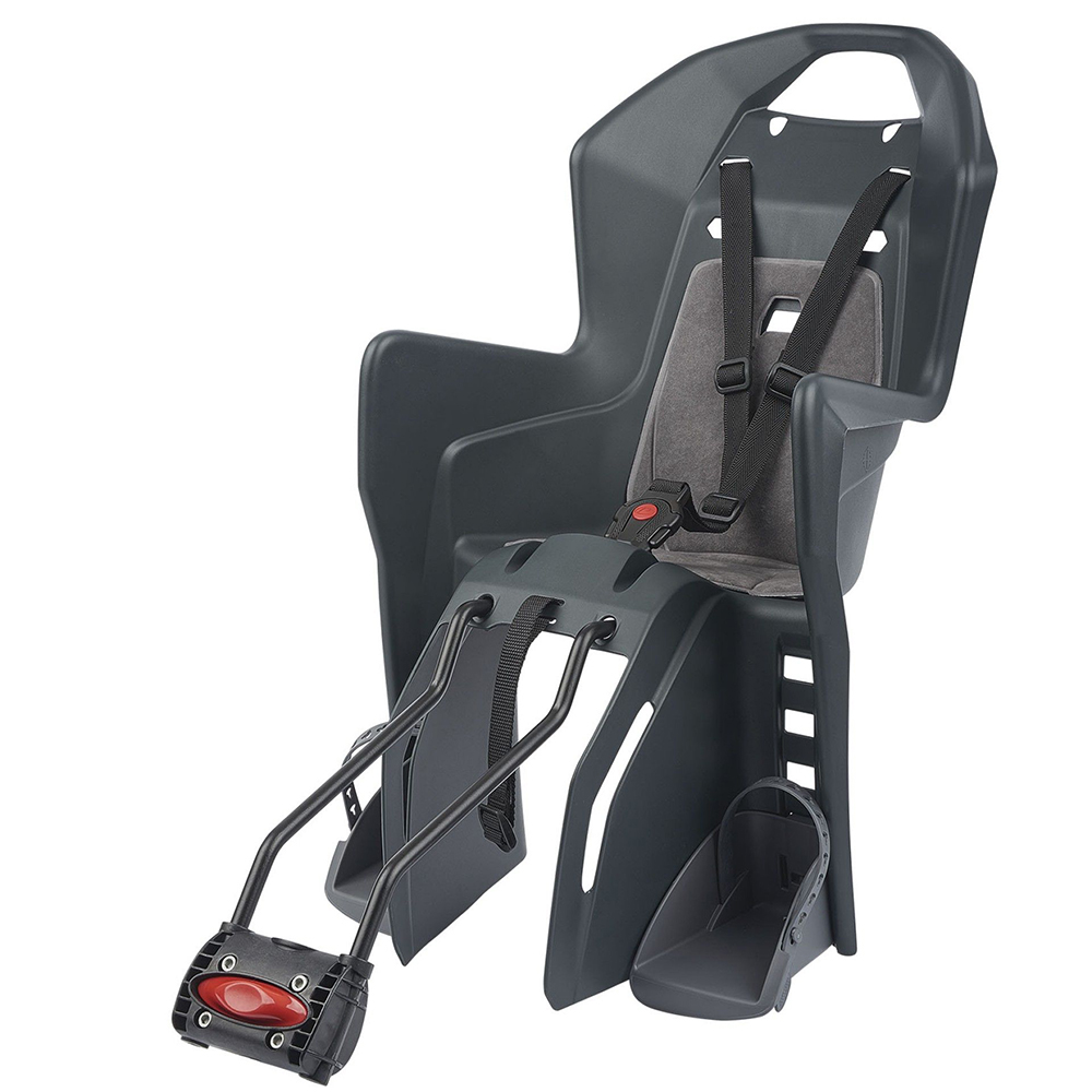 Koolah child bicycle seat, frame-mounted (29"), charcoal dark grey/silver – Polisport
